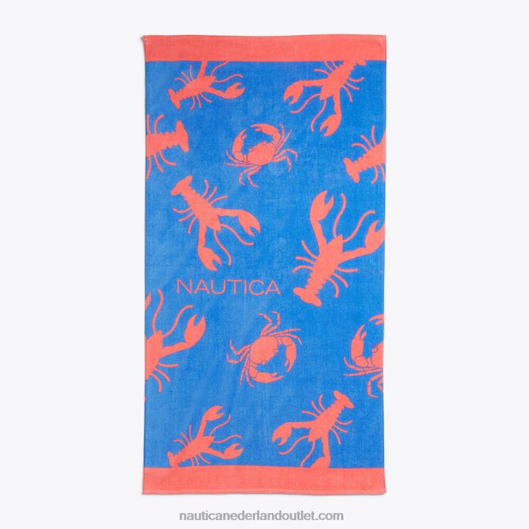 Strandhanddoek met kreeftenprint turkoois Nautica 0828F247 Heren
