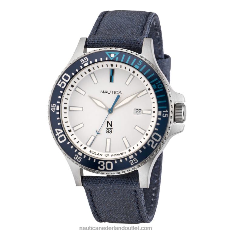 Cocoa Beach canvas horloge met 3 wijzers op zonne-energie multi Nautica 0828F296 Heren