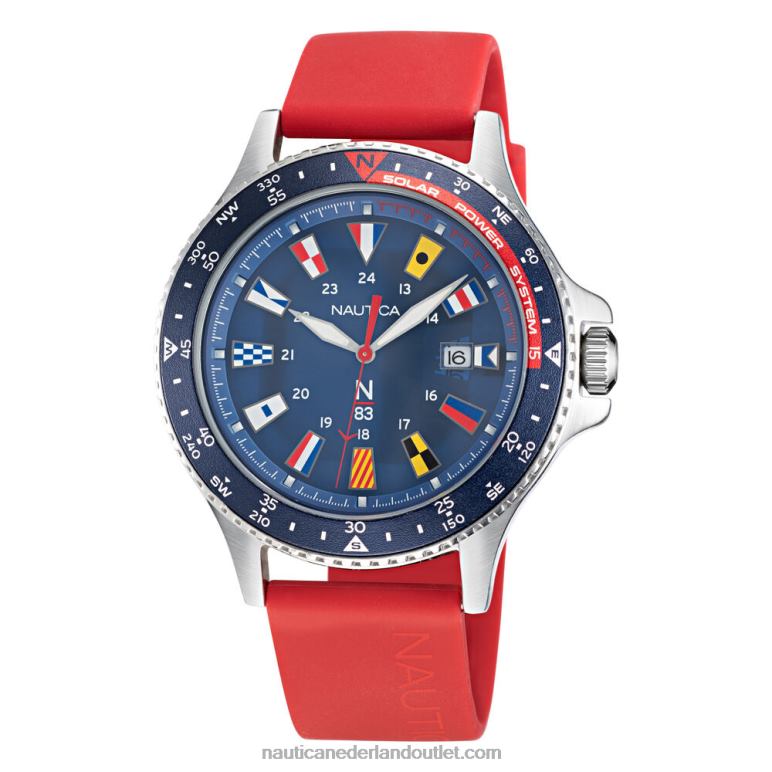 Cocoa Beach siliconen horloge met 3 wijzers op zonne-energie multi Nautica 0828F306 Heren