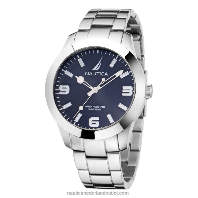 Pacific Beach roestvrijstalen horloge met 3 wijzers multi Nautica 0828F436 Heren