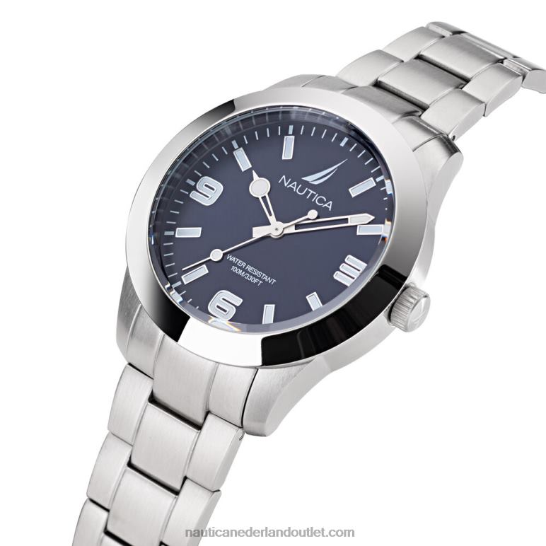 Pacific Beach roestvrijstalen horloge met 3 wijzers multi Nautica 0828F436 Heren