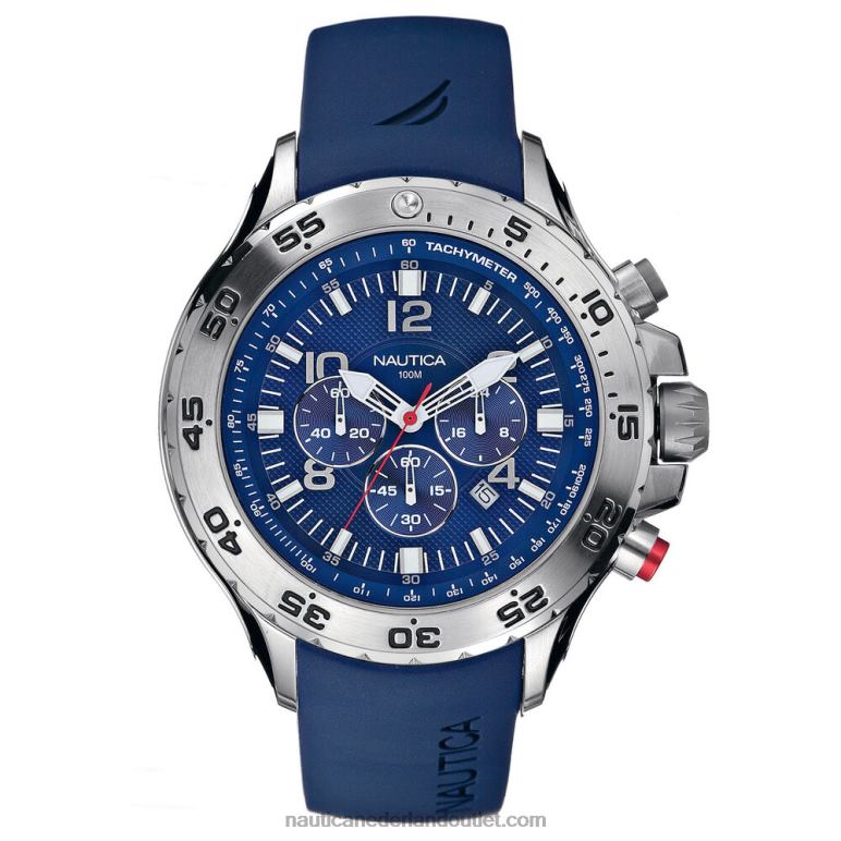 eerste chronograaf horloge - blauw multi Nautica 0828F353 Heren