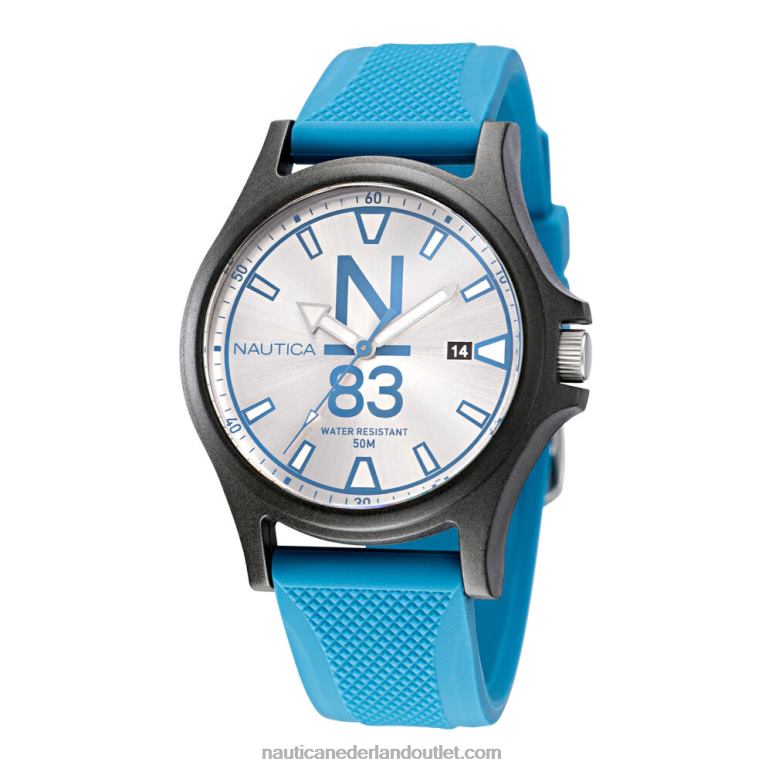 java sea getextureerd siliconen horloge met 3 wijzers multi Nautica 0828F337 Heren