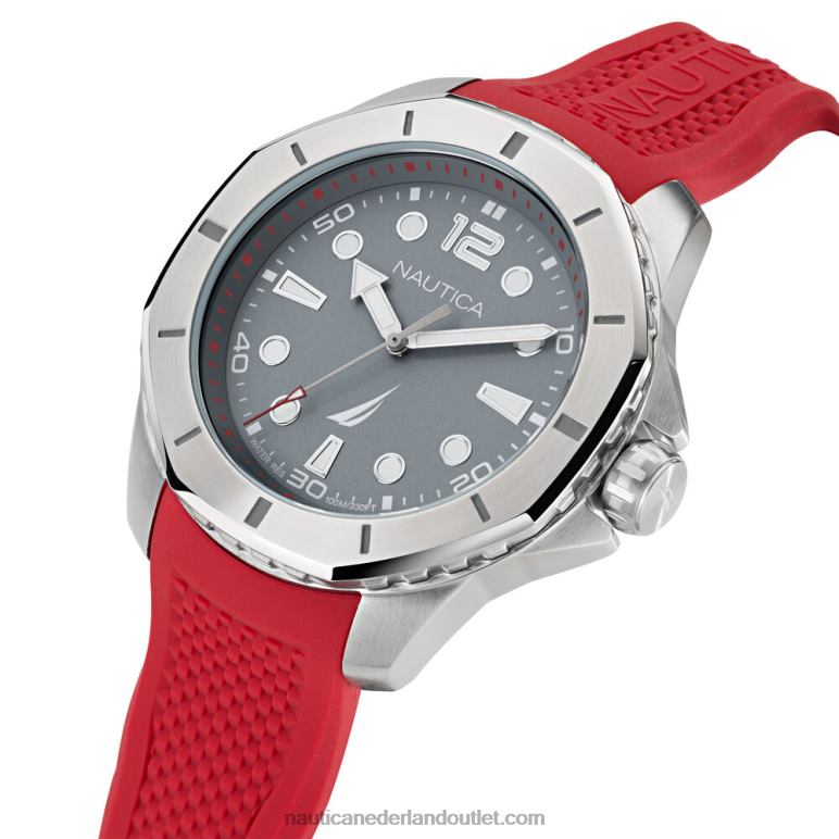 koh may bay siliconen horloge met 3 wijzers multi Nautica 0828F338 Heren