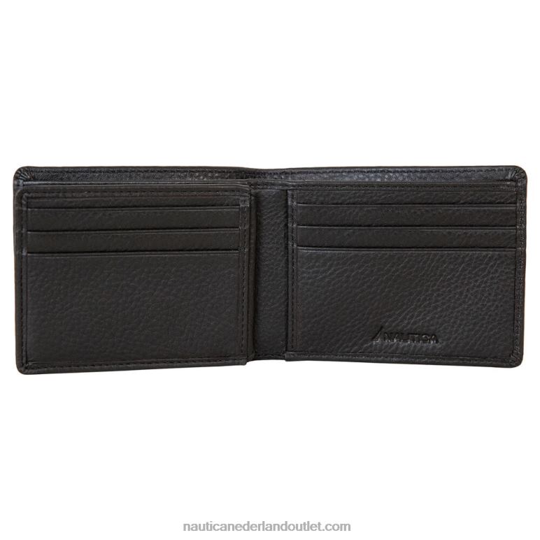 lederen portemonnee met extra capaciteit zwart Nautica 0828F239 Heren
