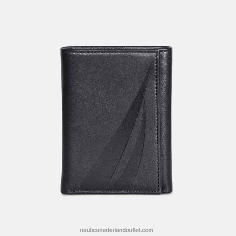 leren driebladige portemonnee echt zwart Nautica 0828F177 Heren