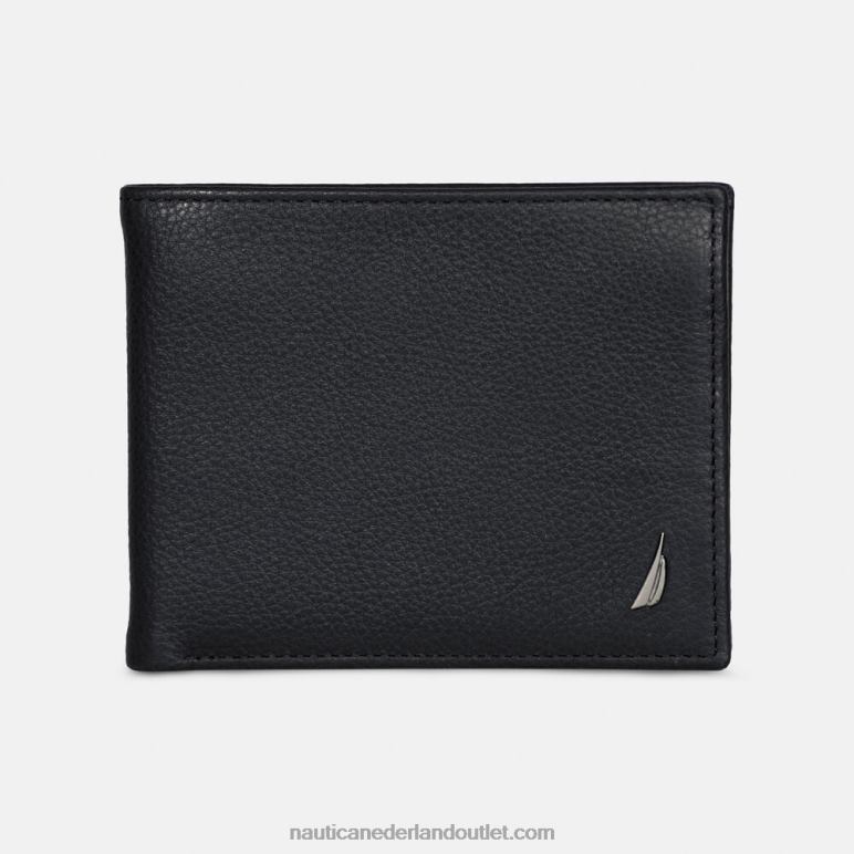 portemonnee van leer echt zwart Nautica 0828F206 Heren