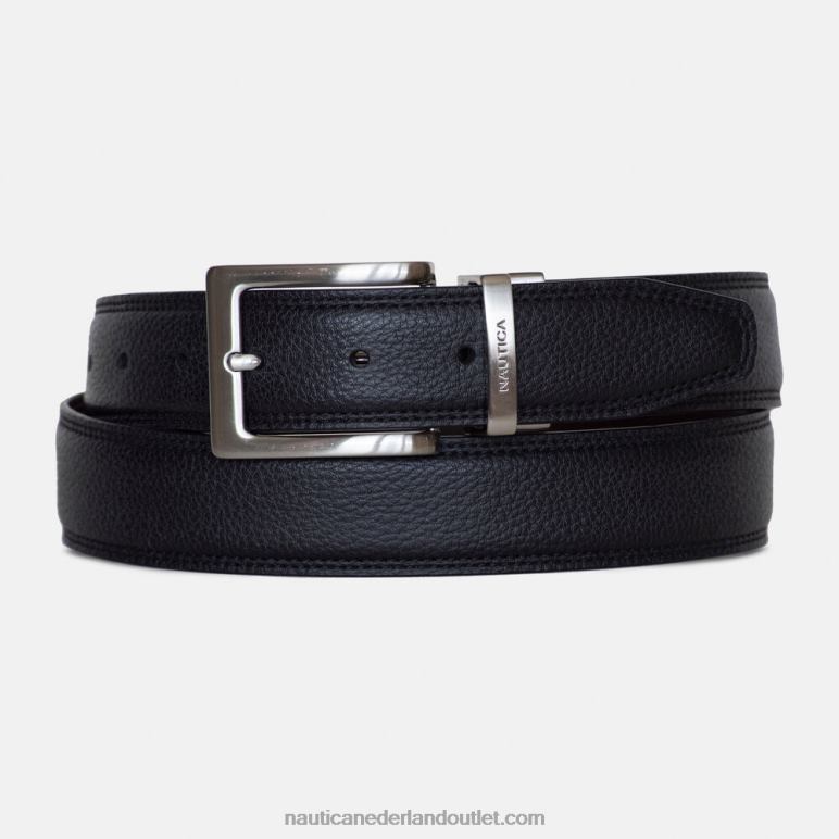 omkeerbare leren riem echt zwart Nautica 0828F545 Heren