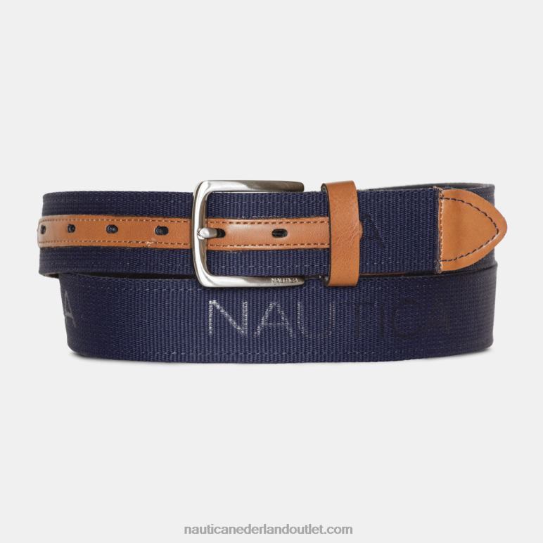 riem met logo-reliëf bruine steen Nautica 0828F170 Heren