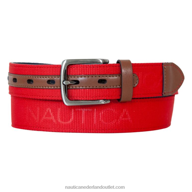 riem met logo-reliëf nautica rood/oranje Nautica 0828F164 Heren