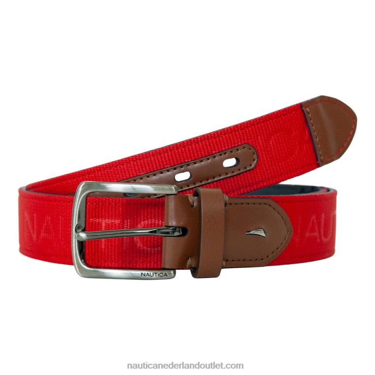 riem met logo-reliëf nautica rood/oranje Nautica 0828F164 Heren