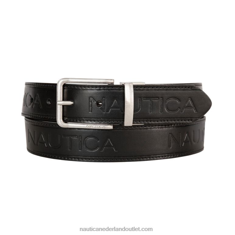 riem met logo-reliëf zwart Nautica 0828F126 Heren