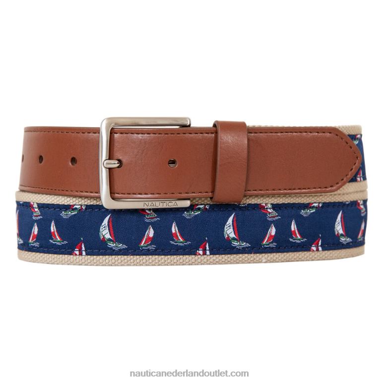 zeilboot leren riem werkhemd blauw Nautica 0828F112 Heren