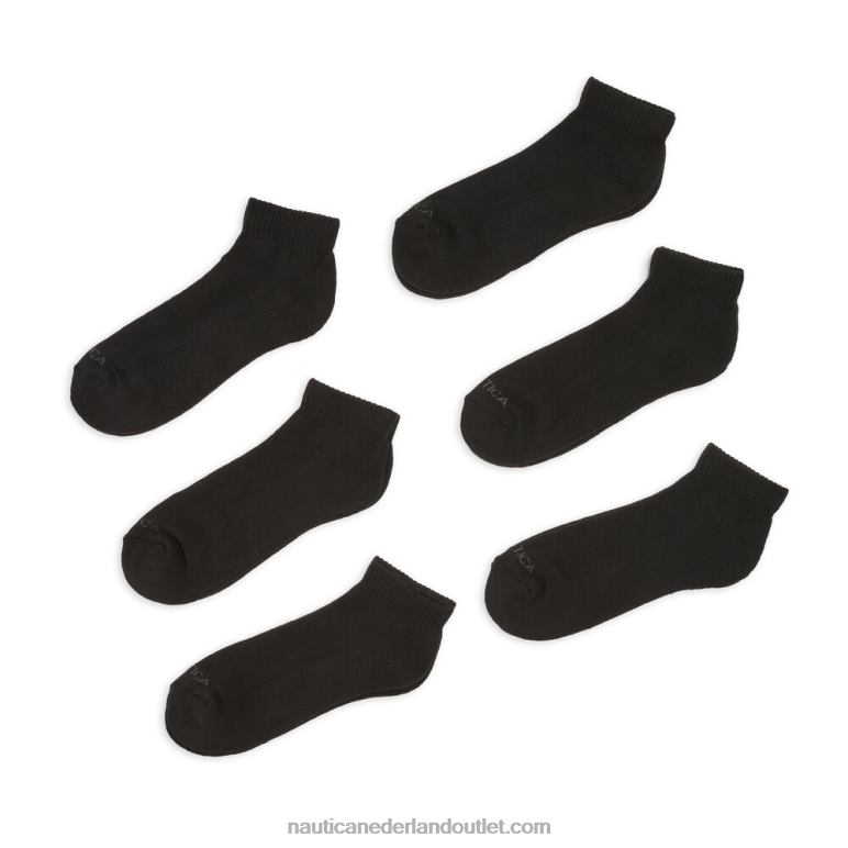 atletische core quarter sokken 6-pack zwart Nautica 0828F110 Heren
