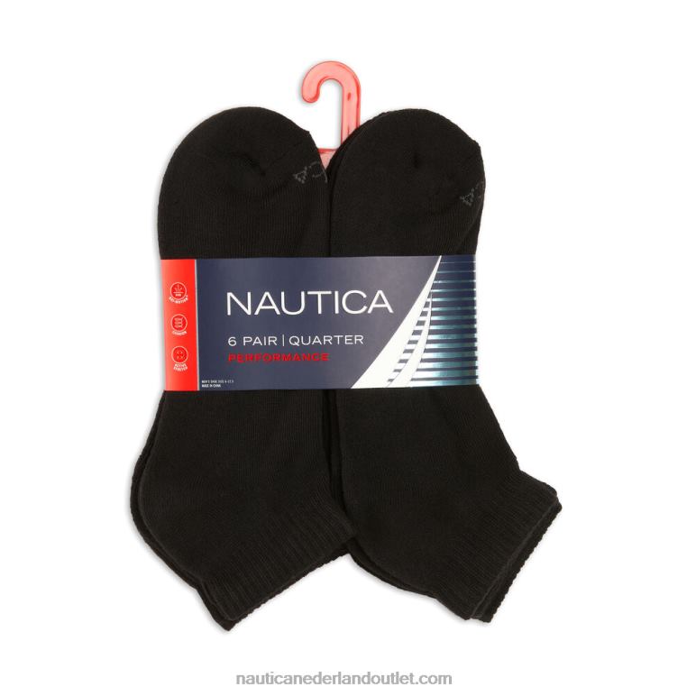 atletische core quarter sokken 6-pack zwart Nautica 0828F110 Heren
