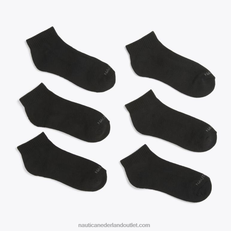 atletische core quarter sokken 6-pack zwart Nautica 0828F110 Heren