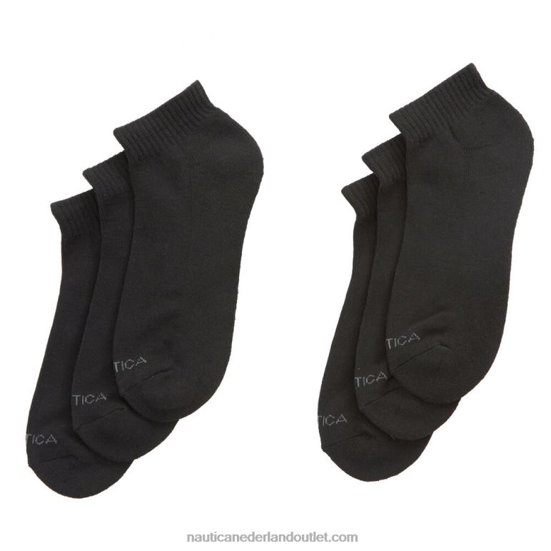 atletische core quarter sokken 6-pack zwart Nautica 0828F59 Heren