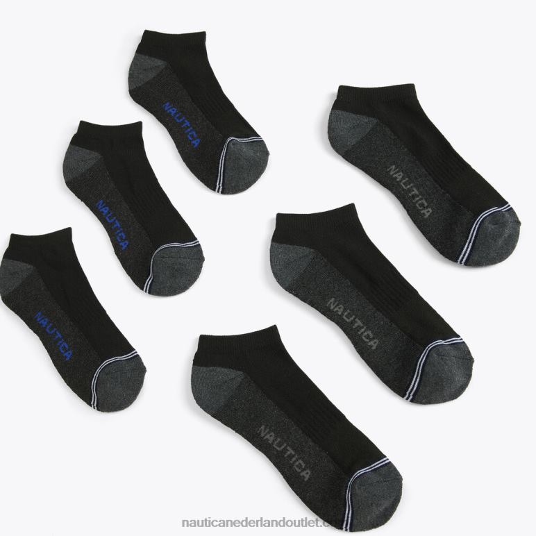 atletische laag uitgesneden sokken 6-pack zwart Nautica 0828F113 Heren
