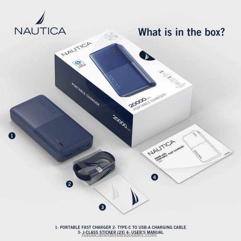 20000 mah snelle draagbare oplader antieke whitewash Nautica 0828F300 Heren