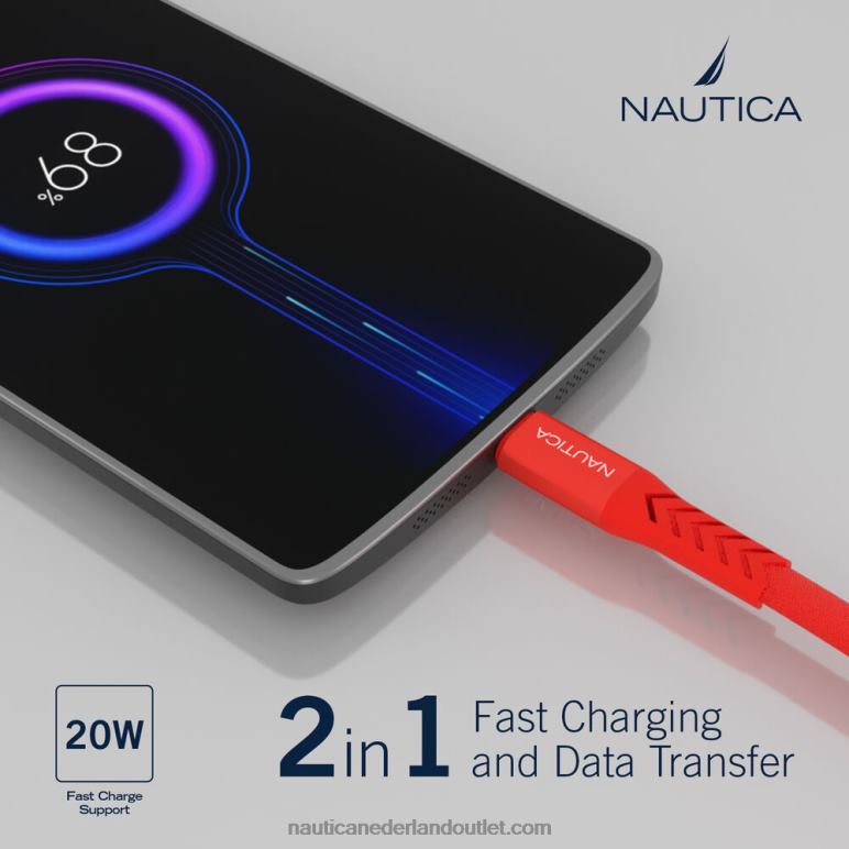 Lightning-naar-usb-c-kabel van 2 meter lang nautica rood/oranje Nautica 0828F312 Heren