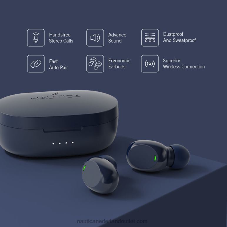 t120 echte draadloze oordopjes met oplaadetui lichtblauw Nautica 0828F285 Heren