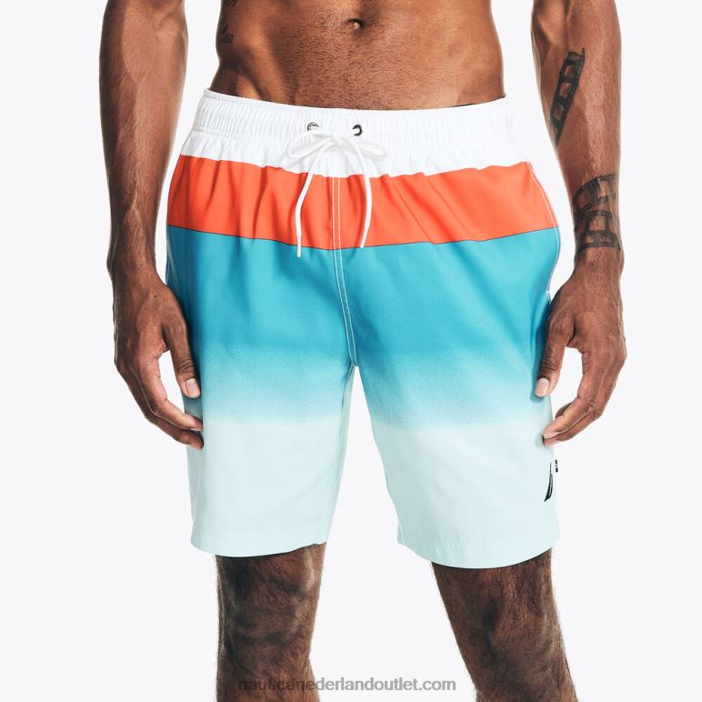 20 cm grote en lange, duurzaam vervaardigde ombre zwembroek met kleurvlakken Helder wit Nautica 0828F569 Heren