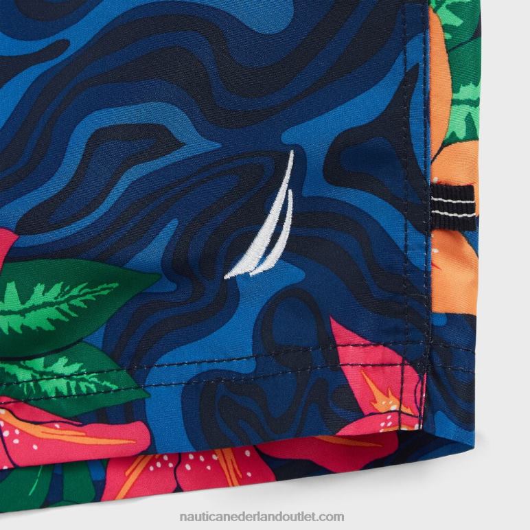 20 cm grote en lange zwembroek met bloemenprint en camouflageprint landgoed blauw Nautica 0828F650 Heren