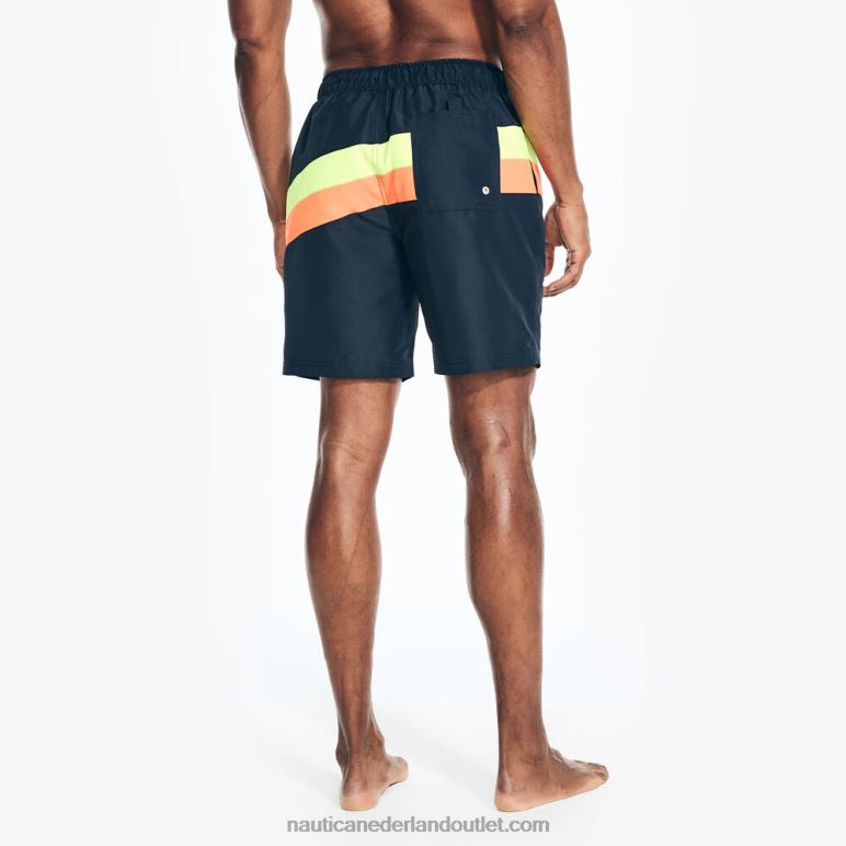 duurzaam vervaardigde 6 \"diagonaal gestreepte sneldrogende zwembroek marine Nautica 0828F441 Heren