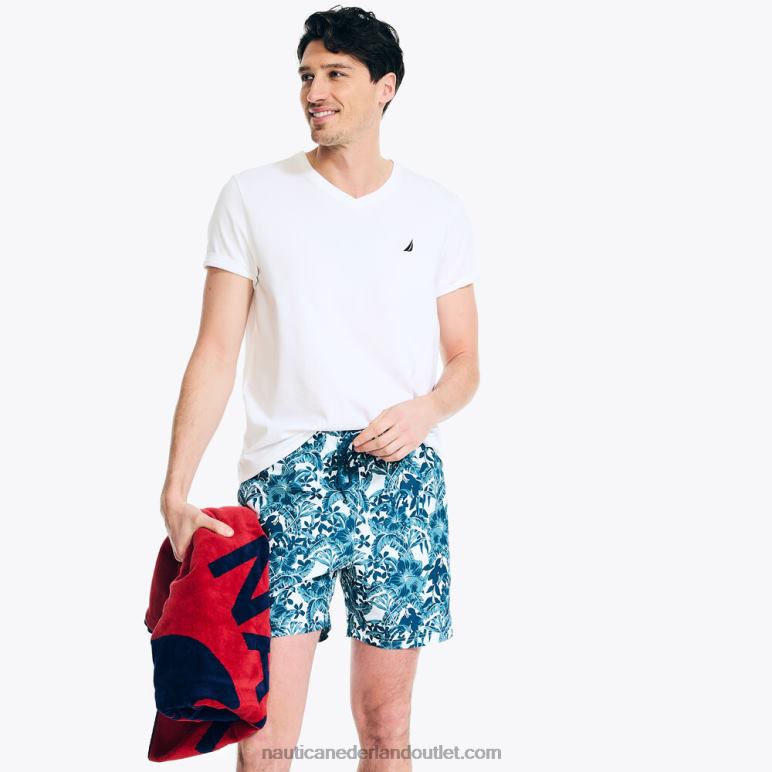 duurzaam vervaardigde 6 "geprinte sneldrogende zwembroek ster saffier Nautica 0828F406 Heren
