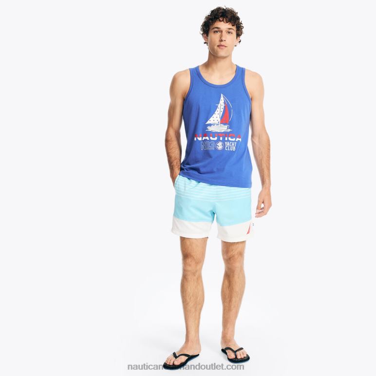 duurzaam vervaardigde 6 "gestreepte sneldrogende zwembroek engel blauw Nautica 0828F358 Heren