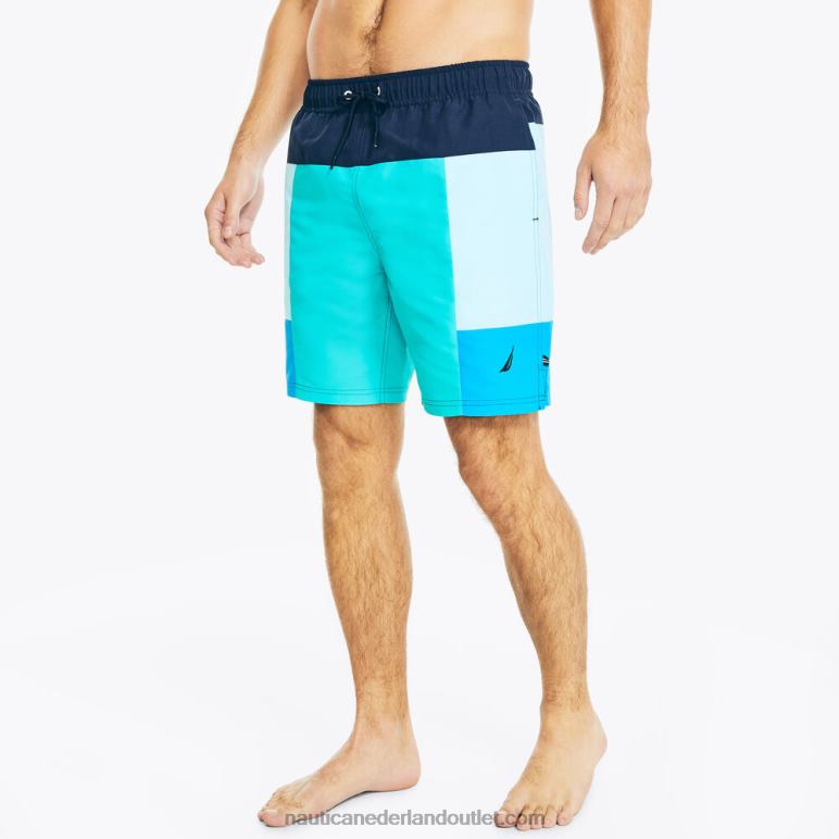duurzaam vervaardigde sneldrogende zwembroek van 20 cm met kleurenblokken tropische jade Nautica 0828F456 Heren