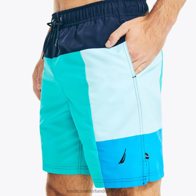 duurzaam vervaardigde sneldrogende zwembroek van 20 cm met kleurenblokken tropische jade Nautica 0828F456 Heren