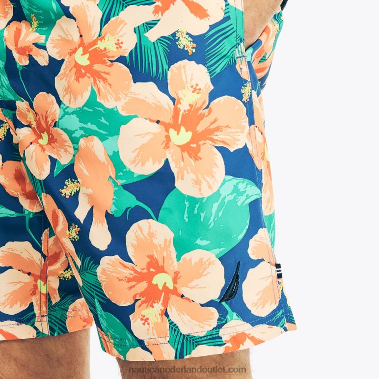 duurzaam vervaardigde zwembroek van 20 cm met hibiscusprint echte marine Nautica 0828F632 Heren