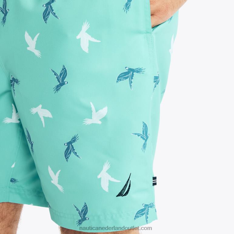 duurzaam vervaardigde zwembroek van 20 cm met papegaaienprint lichte olijf Nautica 0828F431 Heren