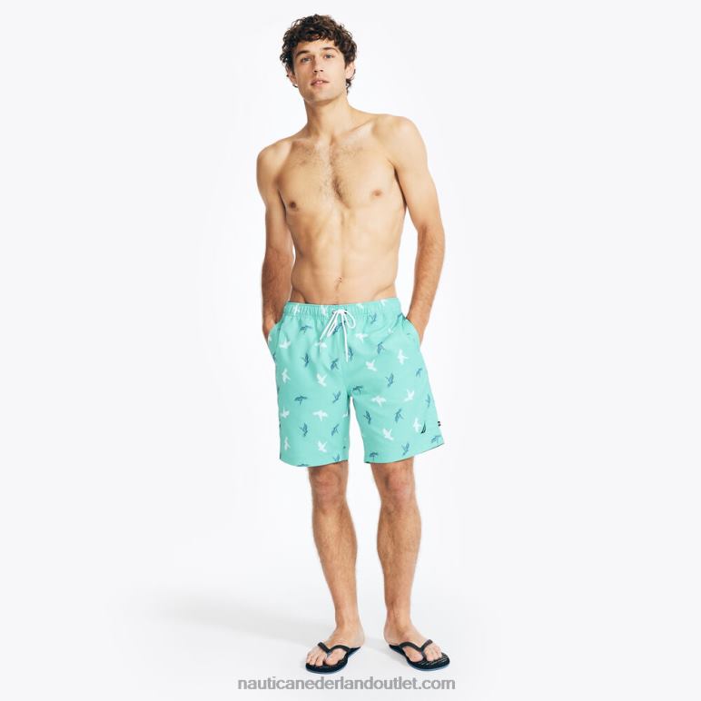 duurzaam vervaardigde zwembroek van 20 cm met papegaaienprint lichte olijf Nautica 0828F431 Heren