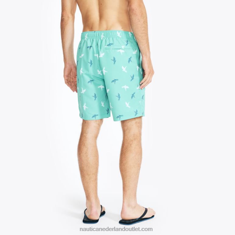duurzaam vervaardigde zwembroek van 20 cm met papegaaienprint lichte olijf Nautica 0828F431 Heren