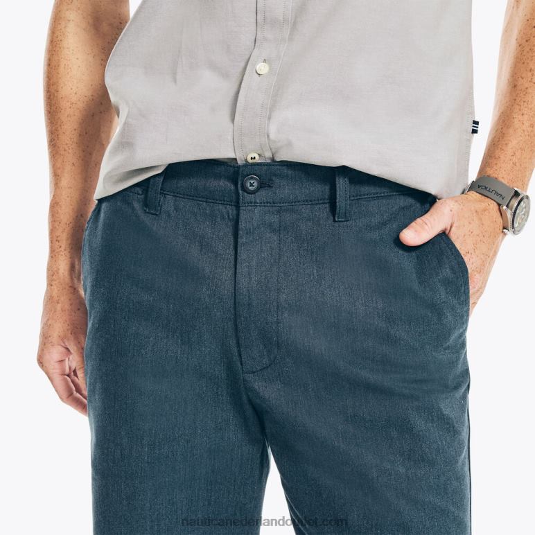 gemêleerde broek met klassieke pasvorm stormachtige blauwe heide Nautica 0828F40 Heren