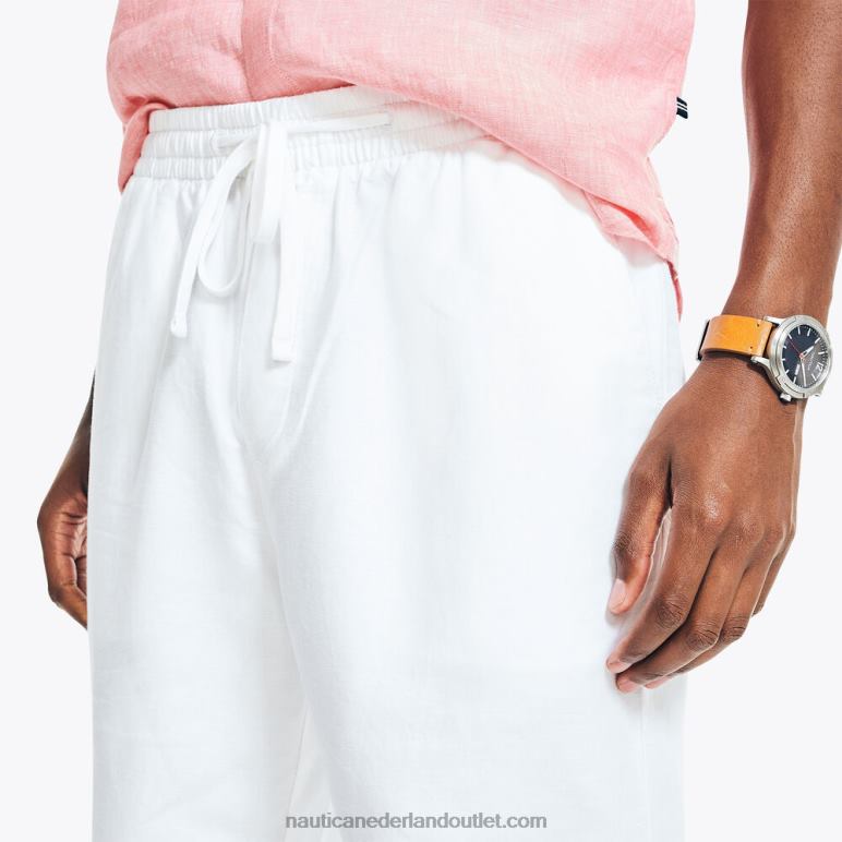 klassieke fit linnen pull-on broek Helder wit Nautica 0828F624 Heren