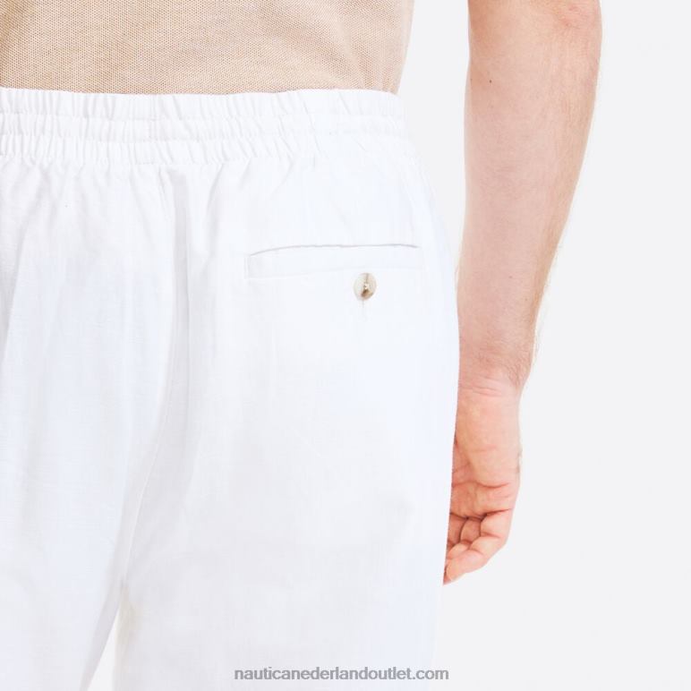 klassieke fit linnen pull-on broek Helder wit Nautica 0828F624 Heren