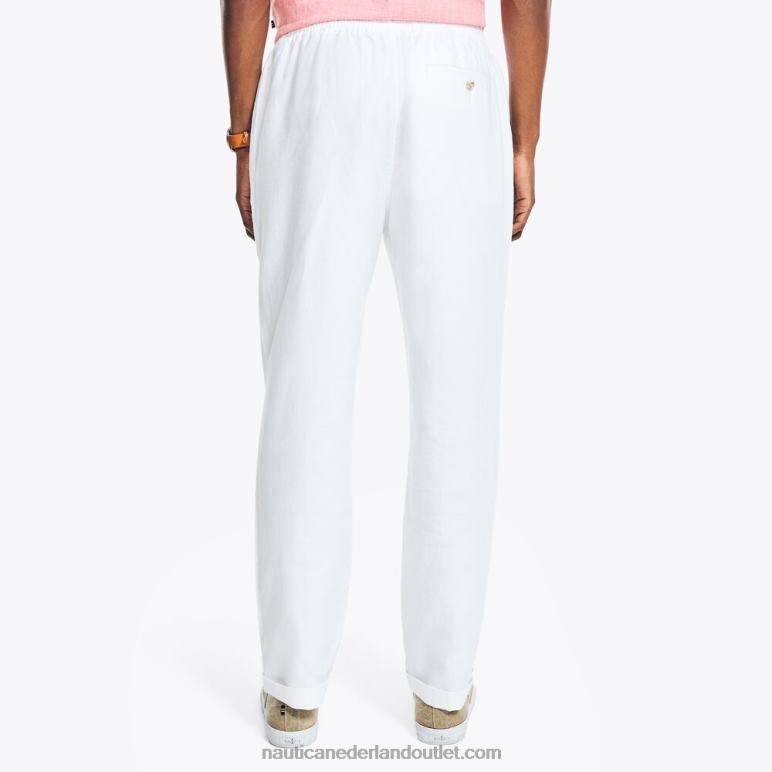 klassieke fit linnen pull-on broek Helder wit Nautica 0828F624 Heren