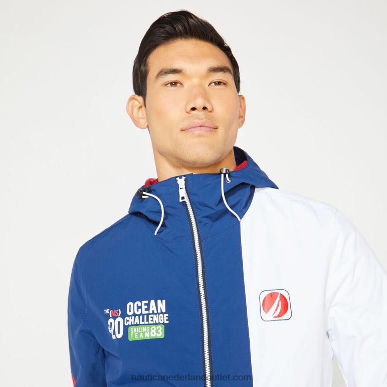 groot en lang lichtgewicht colorblock jack landgoed blauw Nautica 0828F659 Heren