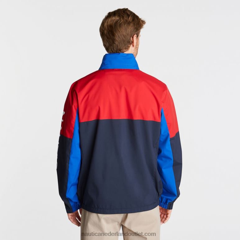 grote en lange lichtgewicht colorblock bomber met verborgen capuchon marine Nautica 0828F607 Heren