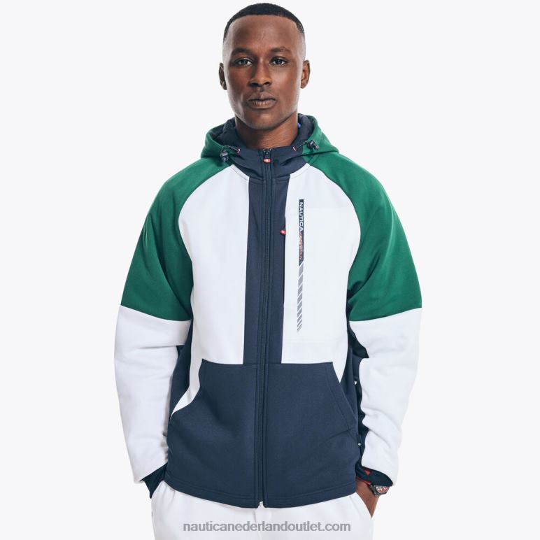 wedstrijd duurzaam vervaardigd jack met volledige ritssluiting Helder wit Nautica 0828F516 Heren