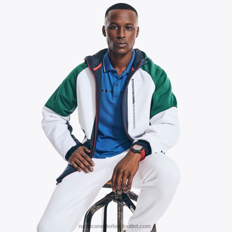 wedstrijd duurzaam vervaardigd jack met volledige ritssluiting Helder wit Nautica 0828F516 Heren