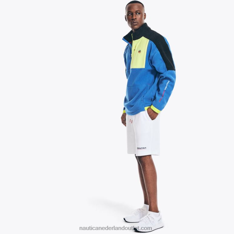wedstrijd duurzaam vervaardigd mixed media jack met halve ritssluiting helder kobalt Nautica 0828F498 Heren