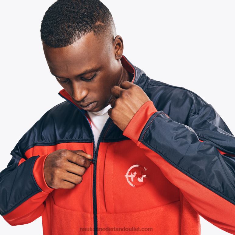 wedstrijd duurzaam vervaardigd mixed media jack met volledige ritssluiting tomales rood Nautica 0828F499 Heren