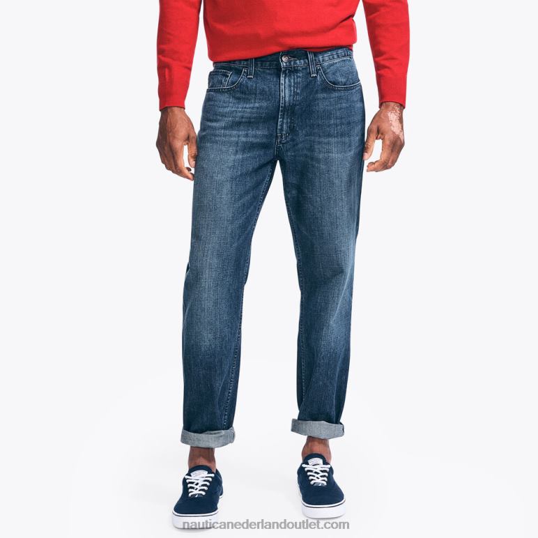 jeans met relaxte pasvorm rokerige indigo wassing Nautica 0828F577 Heren