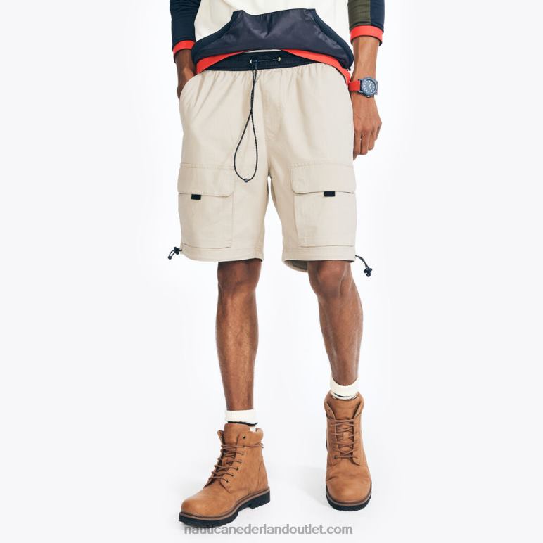 8,5" mixed media ripstop cargo short zeil wit Nautica 0828F236 Heren