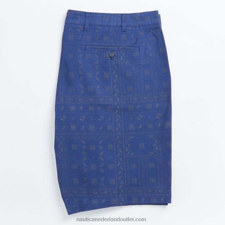 9,5 \"grote en lange slim fit korte broek met print blauwe diepten Nautica 0828F540 Heren