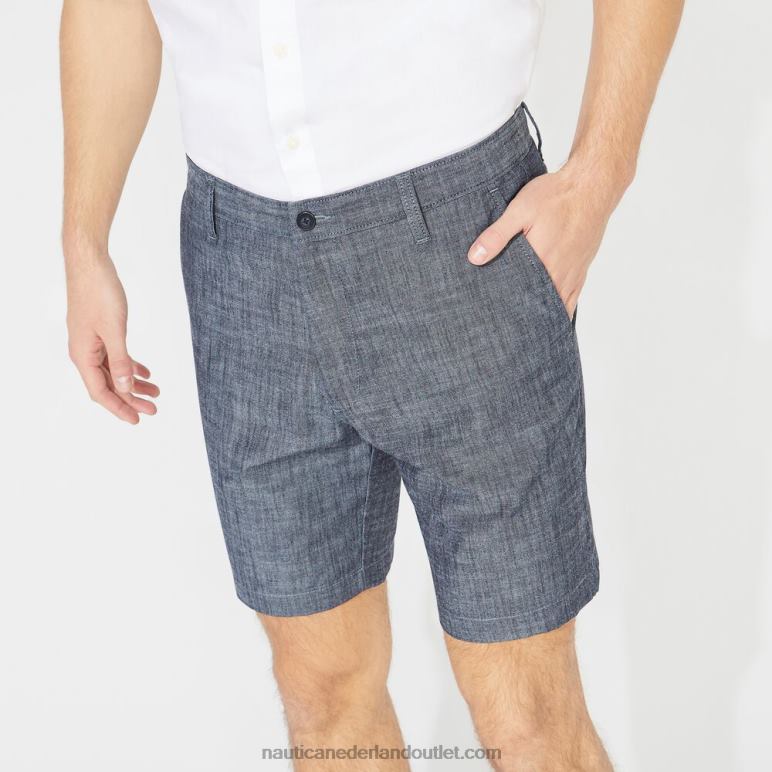 big & tall 8,5\" chambray deck kort zinker blauwe denim wassing Nautica 0828F670 Heren